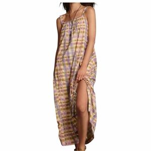Daily Practice by Anthropologie Coming Up Midi Dress Plaid Purple - Size Medium